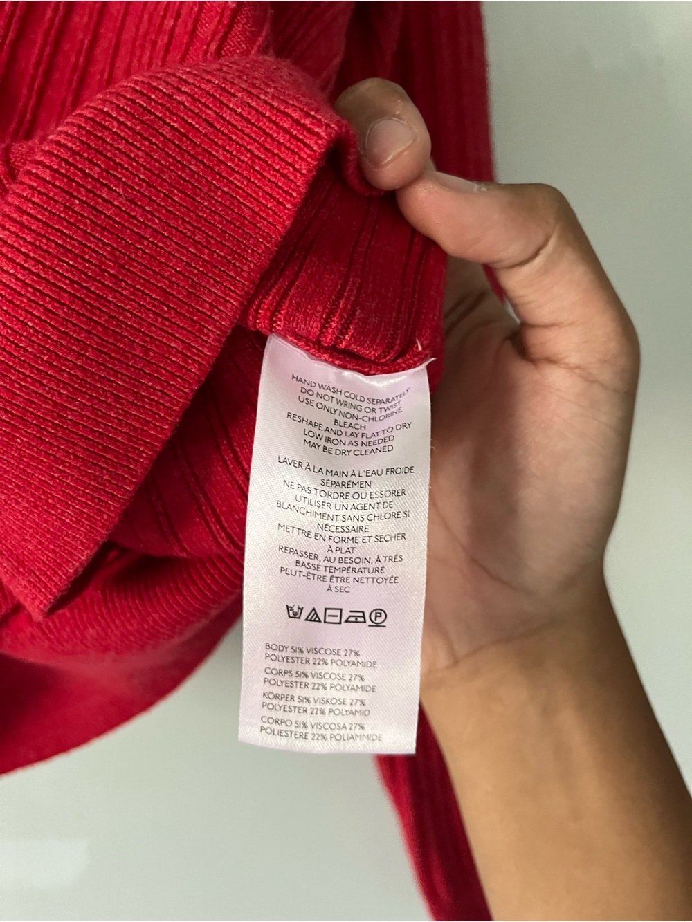 Anthropologie Pilcro Red Ribbed Asymmetric Button-Front V-neck Long Sleeve Top - Picture 7 of 11